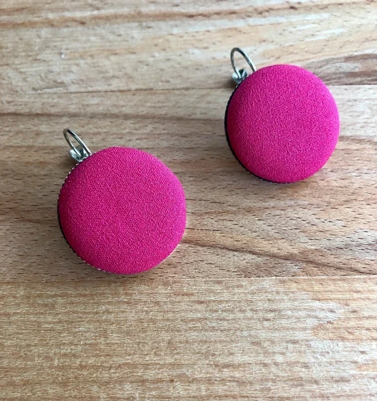 Pink fuchsia round earrings - New